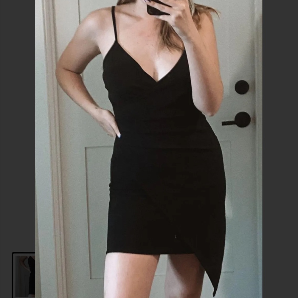 PaperMoon Asymmetrical Black Sparkle Bodycon Dress